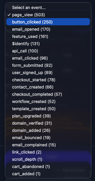 Event property suggestions